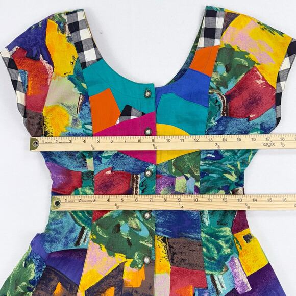 Canvasbacks Women's Vintage Artsy 80s Mixed Media Dress Jacket Set Small XS - Picture 12 of 16